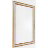 A modern rectangular wall mirror, with silver and gold coloured borders, 72cm x 47cm.N.B. This lot