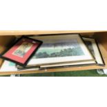 Prints, pictures, frames, Hogarth frame, boxing print, landscapes, etc. (1 shelf)