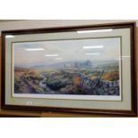 Rex N Preston (20thC). Figure on a moor before house and hills, artist signed limited edition