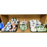 Decorative china and effects, dressing table sets, cabinet cups and saucers, blue and white clog,