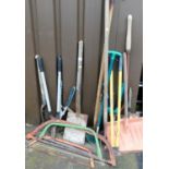Various garden and other tools, to include shears, spades, saws, shovels, etc. (a quantity)