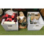 Various Christmas decorations, tinsel, Santa Claus figure, crackers, etc. (2 boxes and other)
