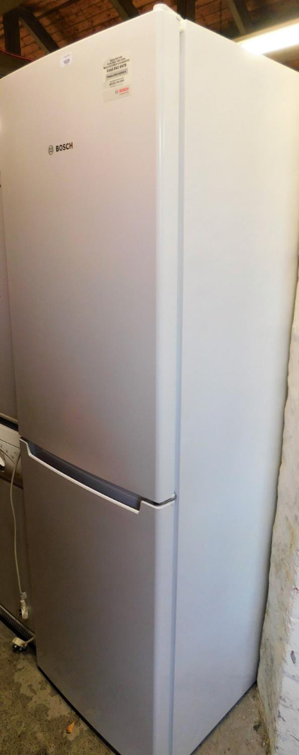 A Bosch tall fridge freezer, with multi-box compartment, in white.