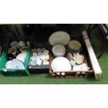 Various china and effects, blue and white, pottery, mugs, large shells, Salton boxed food warmer