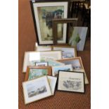 A quantity of pictures and prints, to include coastal scenes, cartoonist figures, decorative