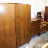 A Wrighton modern teak bedroom suite, comprising two door wardrobe, 80cm high, 120cm wide, 53cm