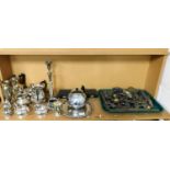 Various silver plated ware, metal ware, cased serving set, silver plated part service, metal ware,