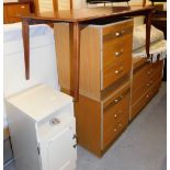 A group of furniture to include a French style bed surround, a chest of three drawers, with matching