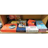 Various vintage board games, to include French Chatter, Trivial Pursuit, Escalodo, etc. (1 shelf)