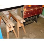 A Black and Decker work mate two and two wooden workbench stands. (3)