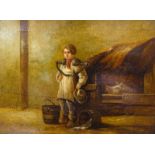 Withdrawn presale by vendor. 19thC British School. Victorian farm boy, oil on canvas, indistinctly