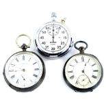 A late Victorian silver pocket watch, with Waltham movement, Birmingham 1897, and another American
