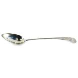 A George III silver Old English pattern gravy or basting spoon, engraved with a monogram, London