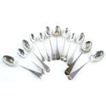 A collection of 19thC and later silver Old English pattern tea and coffee spoons, 8¾oz.