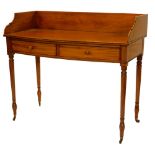 A 19thC mahogany bow fronted washstand, with a raised gallery above two frieze drawers, each with
