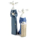 A Lladro porcelain nun holding a prayer book, 26cm high, and a Lladro praying nun, (2).