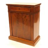 A 19thC continental side cabinet, with a frieze drawer above a panelled door, on a plinth, 86cm