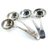 A set of four Victorian silver Old English pattern ladles, each engraved with initials C.J.R.,