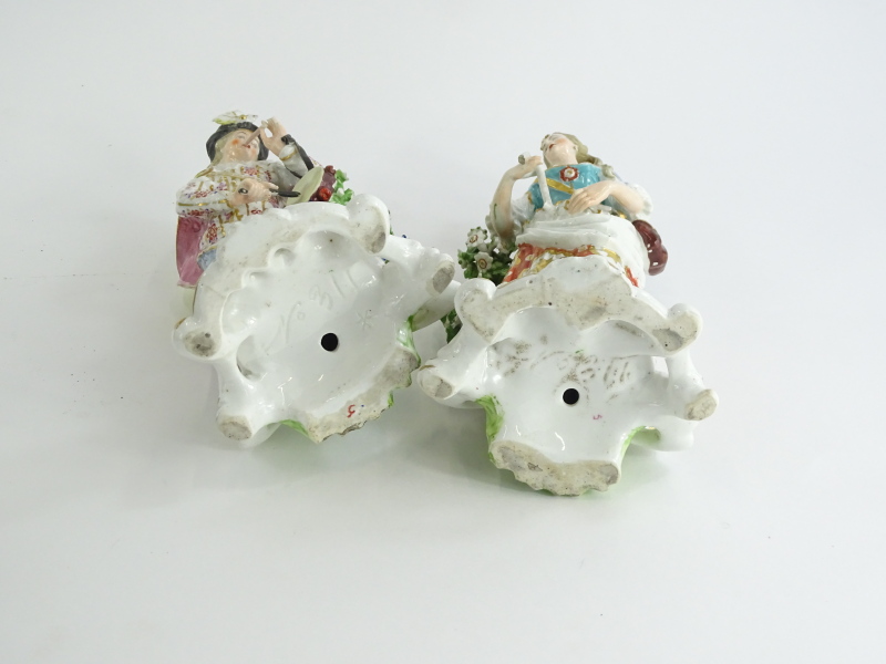 A pair of late 18thC Derby porcelain figures, each modelled in the form of a male and a female - Image 2 of 3