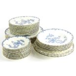 A Royal Worcester Mansfield pattern blue and white printed part dinner service, to include seven