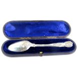 A Victorian silver christening spoon, Kings pattern, London 1867, 1oz, in a fitted case.