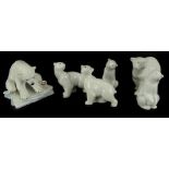 A collection of six porcelain polar bears, two Honey Bears, two Teddy Bears by Nao by Lladro, and