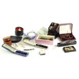 A quantity of costume jewellery and effects, to include a Solo gents wristwatch, hat pins, gilt