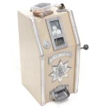 A Vintage Your Favourites film stars one arm bandit, with beige painted case work and polished metal