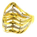 A modern dress ring, the bi-colour weaved design dress ring of shaped design, stamped 916, ring size