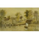 Smythe (19thC). River scene, landscape, pair, indistinctly signed, 16cm x 26cm.