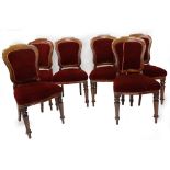 A set of six 19thC continental mahogany balloon back dining chairs in Victorian style, each with a