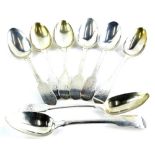 A collection of eight silver fiddle pattern tablespoons, various dates, engraved, 17¼oz.