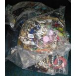 Three bags of miscellaneous costume jewellery, mainly necklaces and bangles etc.