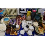 Miscellaneous items, to include a Japanese tea set with lithophane bases, various vases, large