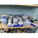 A quantity of blue and white printed pottery, to include some 19thC pieces, early 20thC modern