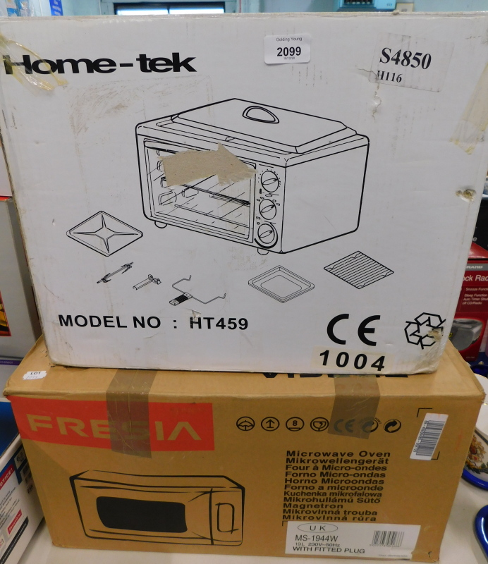 A Home-Tek model number HT459 grill and a Fresia microwave oven (2).