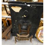 Various fireplace accessories, to include a Victorian serpentine cast iron fireplace, 100cm high,
