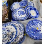 A quantity of blue and white printed pottery, to include meat dish, dishes, plates etc.
