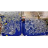 A quantity of cut glass etc., to include three vases (2 trays).