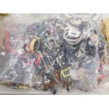 Three bags containing a large quantity of costume jewellery, mainly beads, to include necklaces,