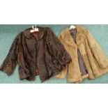 A half length French rabbit fur coat, and another.