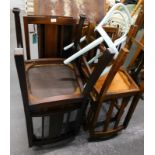 A collection of furniture, to include four dining chairs, and a blue painted bentwood chair.