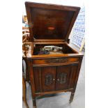 A The Kings-Tone wind up gramophone, in oak case, (AF).