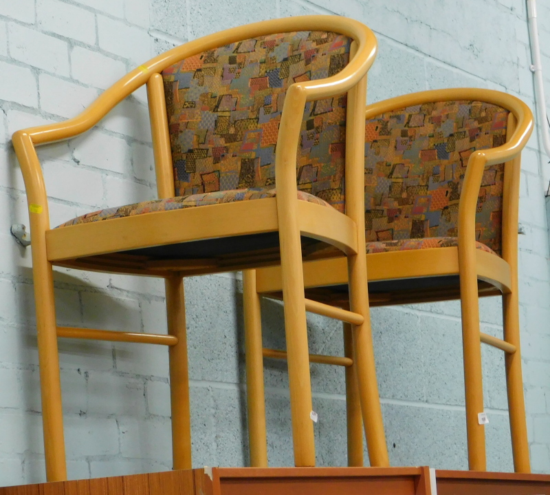 A pair of hotel or conference type chairs, stamped Made by IMS SRL.