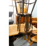 An elm pub type table, a pair of bedroom chairs, and two mirrors.