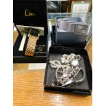 Various ladies wristwatches and other jewellery, a DMQ ladies wristwatch, a Limit gent's wristwatch,