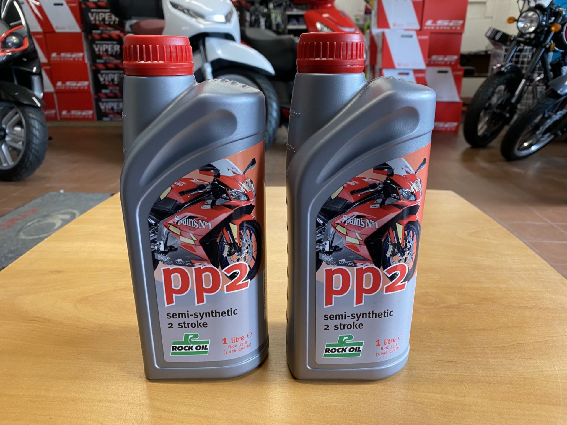 2x PP2 semi-synthetic 2 stroke oil lubricant - ROCK OIL - 1 litre - Motorcycle / Motorbike oil - RRP