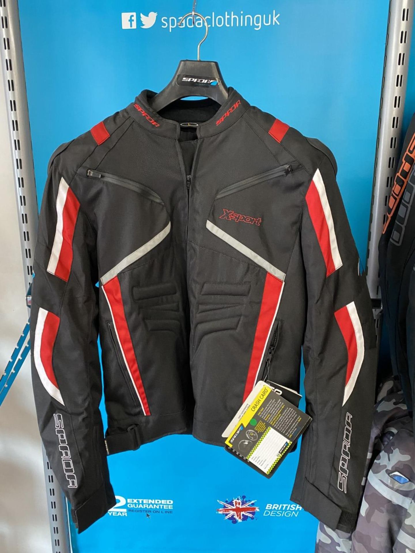 Spada X Sport WP Jacket Black/Red/White Large - Motorcycle / Motorbike Jacket - RRP £114.99