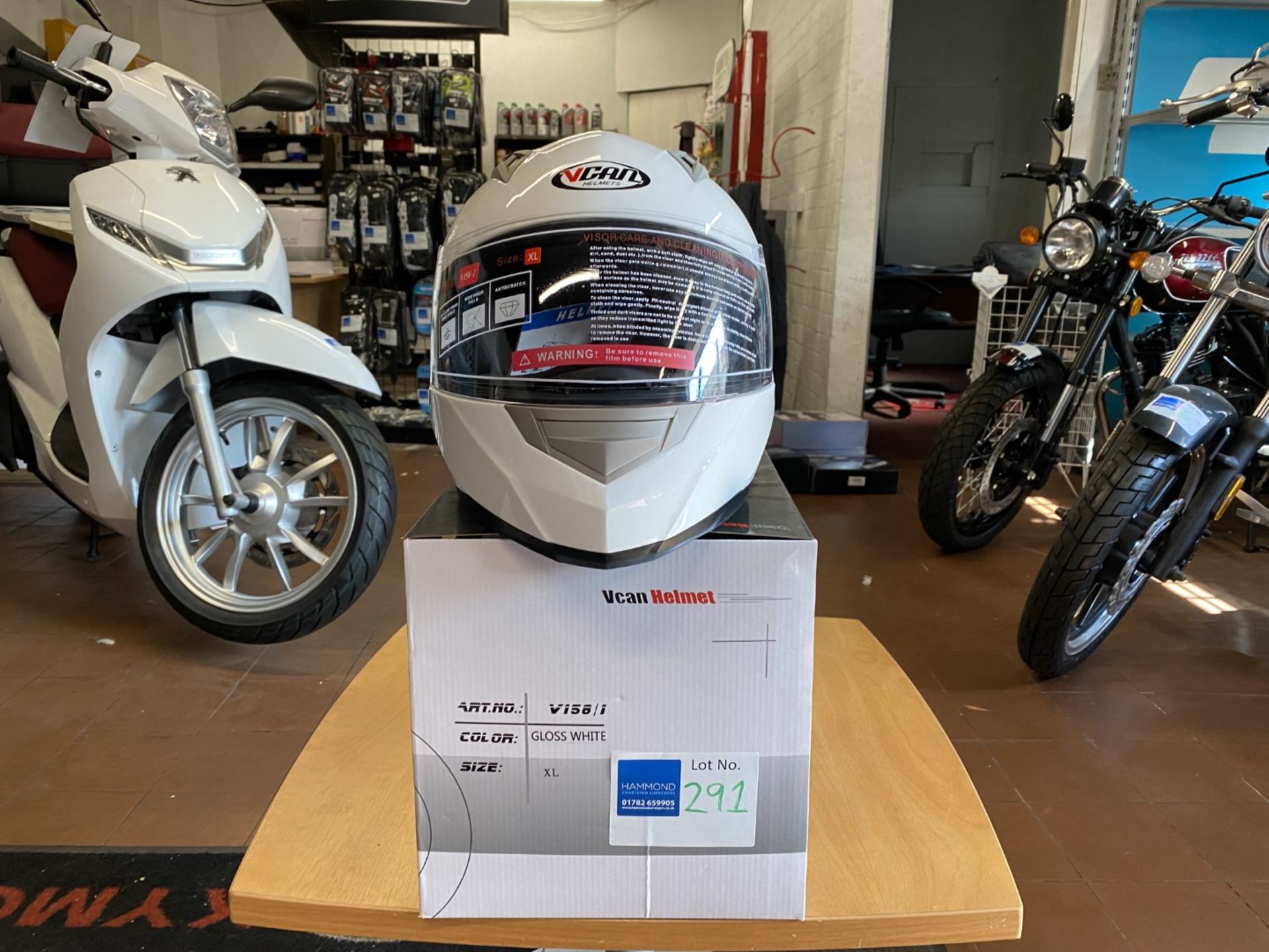 Vcan Helmet V158/1 White Gloss X-Large - Vcan Helmets - British Motorcycle / Motorbike Sport Approve