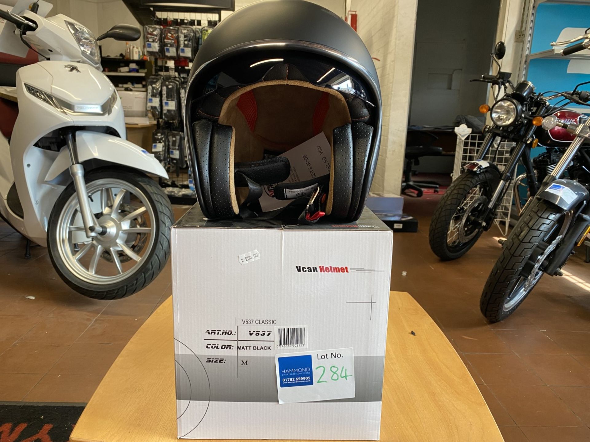 Vcan Helmet V537 Classic Matt Black Medium - Vcan Helmets - Motorcycle / Motorbike Helmet - RRP £60.